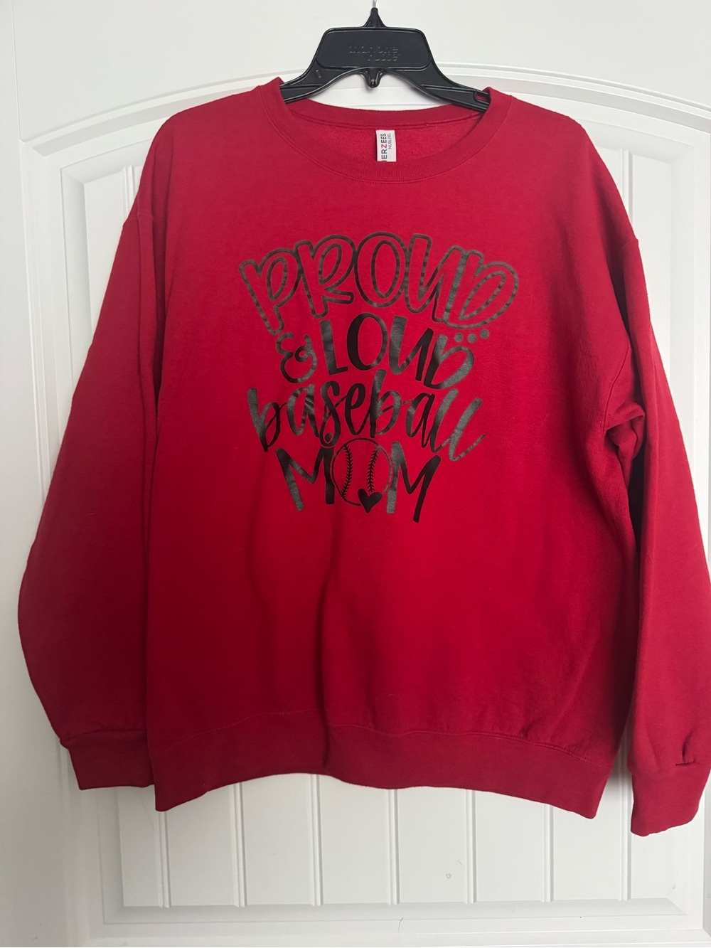 Red "Proud & Loud Baseball Mom" Crewneck Sweatshirt